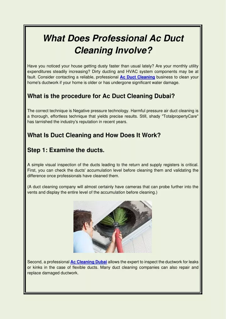 what does professional ac duct cleaning involve