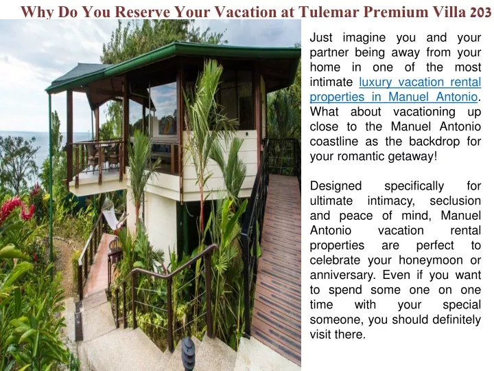 why do you reserve your vacation at tulemar
