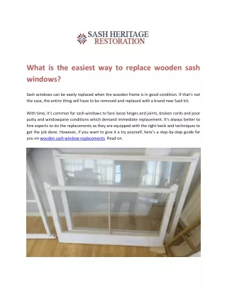 What is the easiest way to replace wooden sash windows