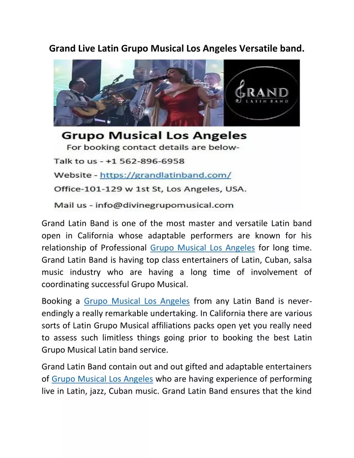 grand live latin grupo musical los angeles