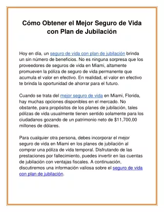 Cómo Obtener el Mejor Seguro de Vida con Plan de Jubilación