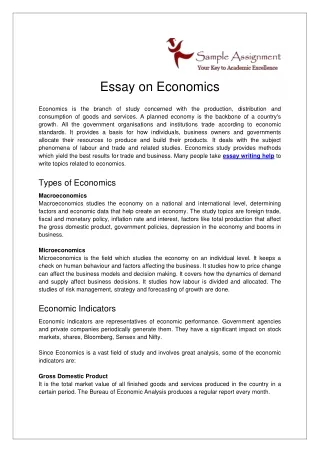 essay on economics