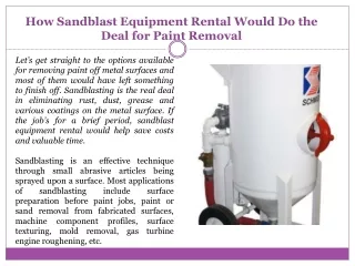 How Sandblast Equipment Rental Would Do the Deal for Paint Removal