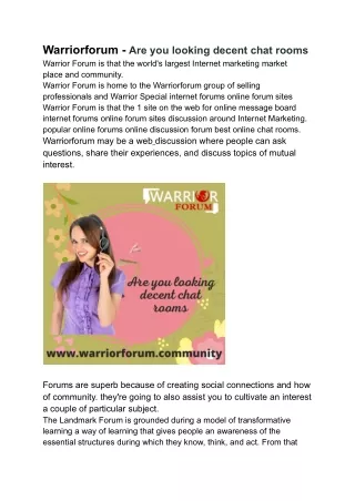 warriorforum are you looking decent chat rooms