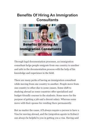 Benefits Of Hiring An Immigration Consultants