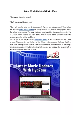 Latest Movie Updates With Hyd7am