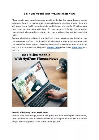 Be Fit Like Models With Hyd7am Fitness News