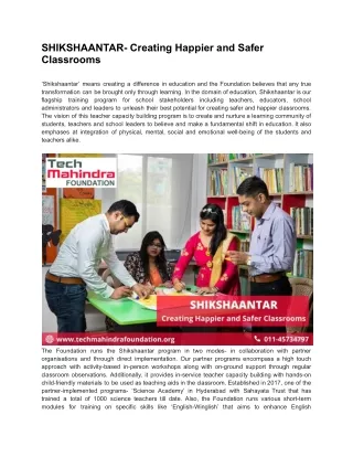 shikshaantar creating happier and safer classrooms
