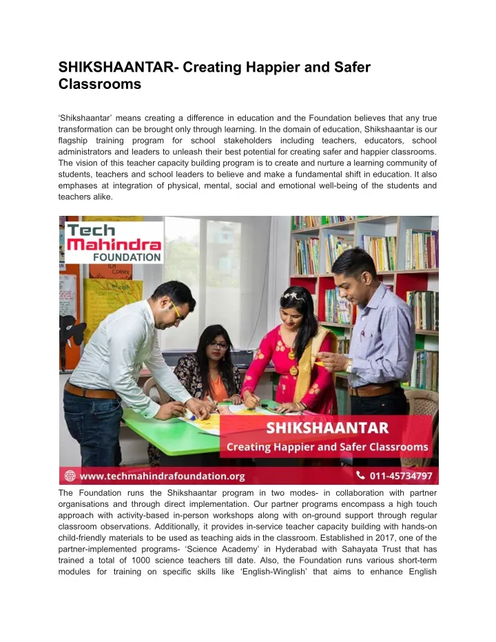 shikshaantar creating happier and safer classrooms