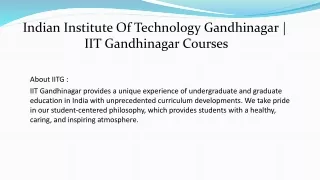 Indian Institute Of Technology Gandhinagar | IIT Gandhinagar Courses