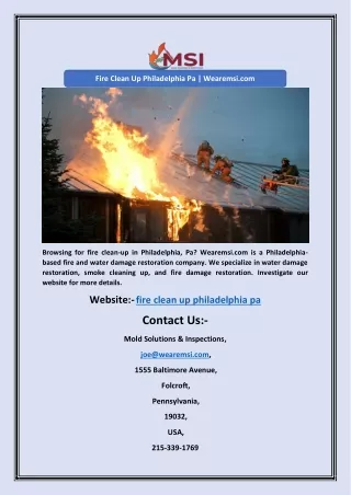 fire clean up philadelphia pa wearemsi com