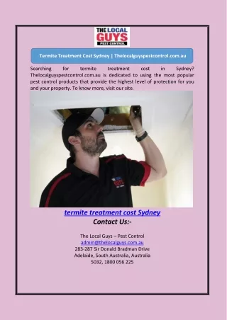 Termite Treatment Cost Sydney | Thelocalguyspestcontrol.com.au