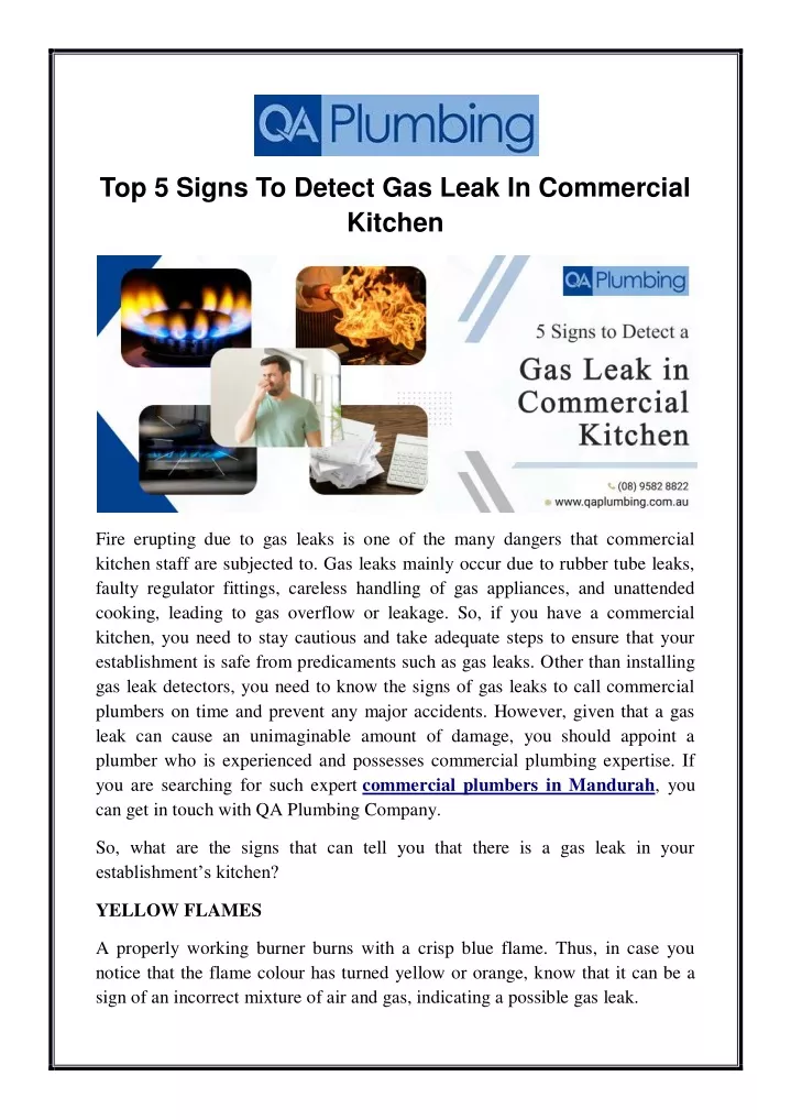 top 5 signs to detect gas leak in commercial