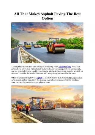 all that makes asphalt paving the best option