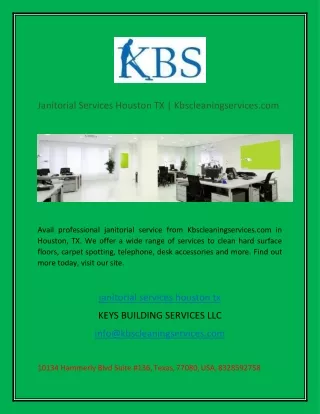 Janitorial Services Houston TX  Kbscleaningservices