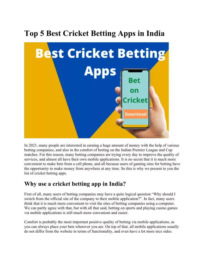 top 5 cricket betting apps in india