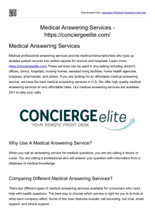 Medical Answering Services - conciergeelite.com