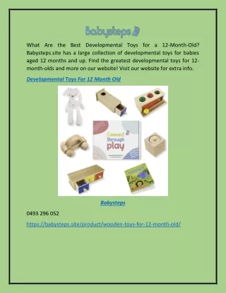 Developmental Toys for 12 Month Old  Babysteps.site