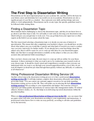 the first step to dissertation writing