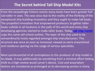 the secret behind tall ship model kits