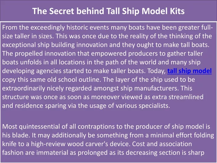 the secret behind tall ship model kits