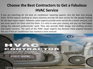 Choose the Best Contractors to Get a Fabulous HVAC Service