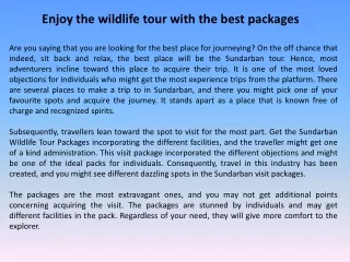 Enjoy the wildlife tour with the best packages