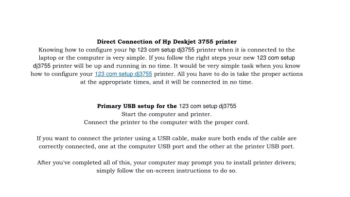 direct connection of hp deskjet 3755 printer
