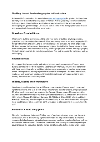 the many uses of sand and aggregates