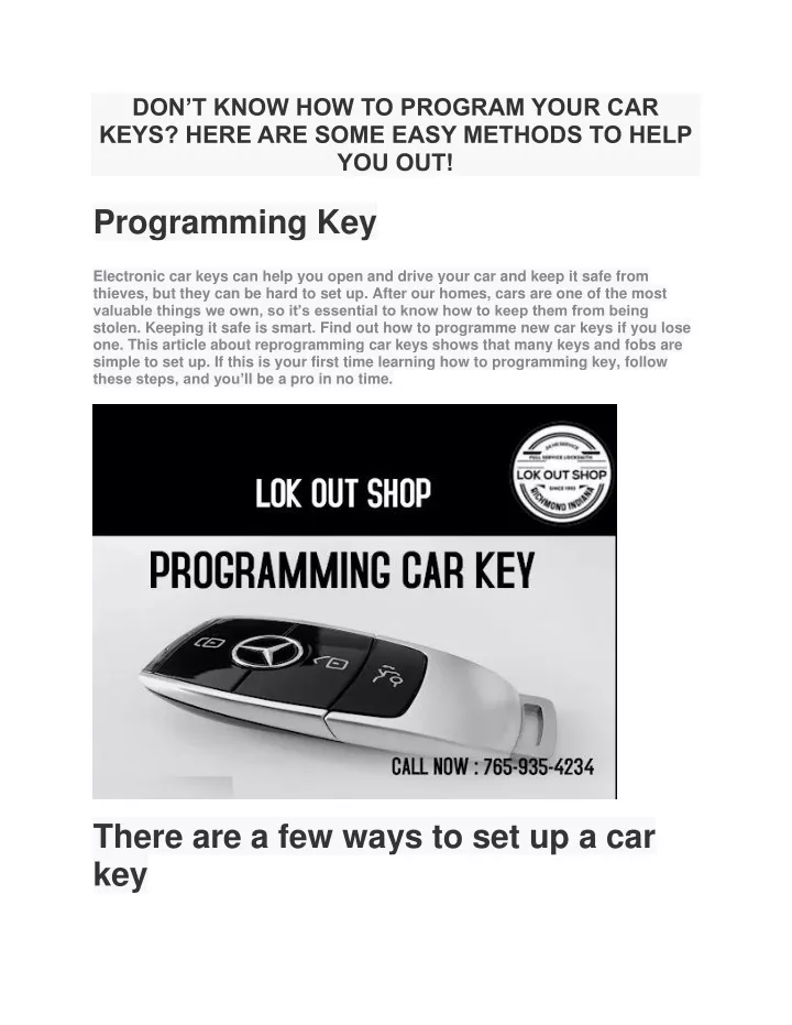 don t know how to program your car keys here