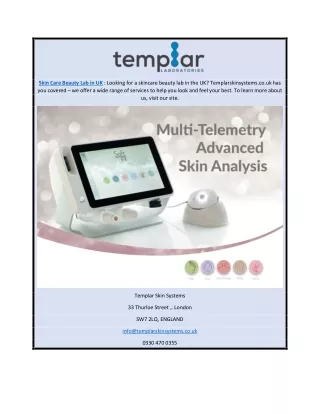 Skin Care Beauty Lab In Uk | Templarskinsystems.co.uk