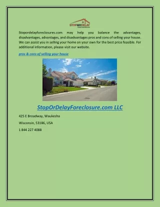 Pros & Cons Of Selling Yours House  Stopordelayforeclosures.com