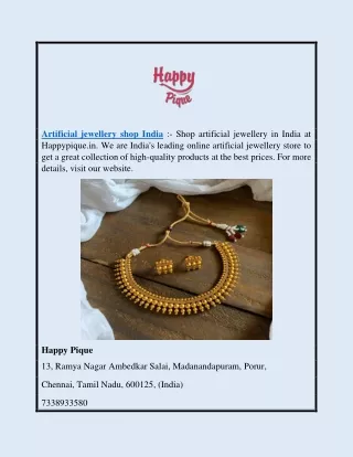 Artificial Jewellery Shop India | Happypique.in
