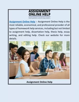 Assignment Online Help | Assignmentonlinehelp.com