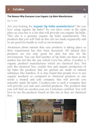 The Reason Why Everyone Love Organic Lip Balm Manufacturer