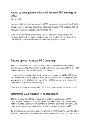 a step by step guide to advanced amazon