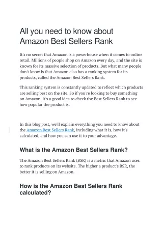 all you need to know about amazon best sellers