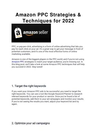 amazon ppc strategies techniques for 2022