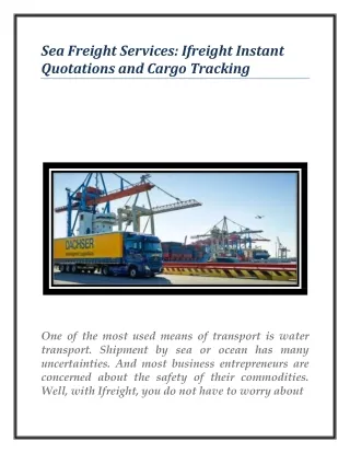 Sea Freight Services Ifreight Instant Quotations and Cargo Tracking