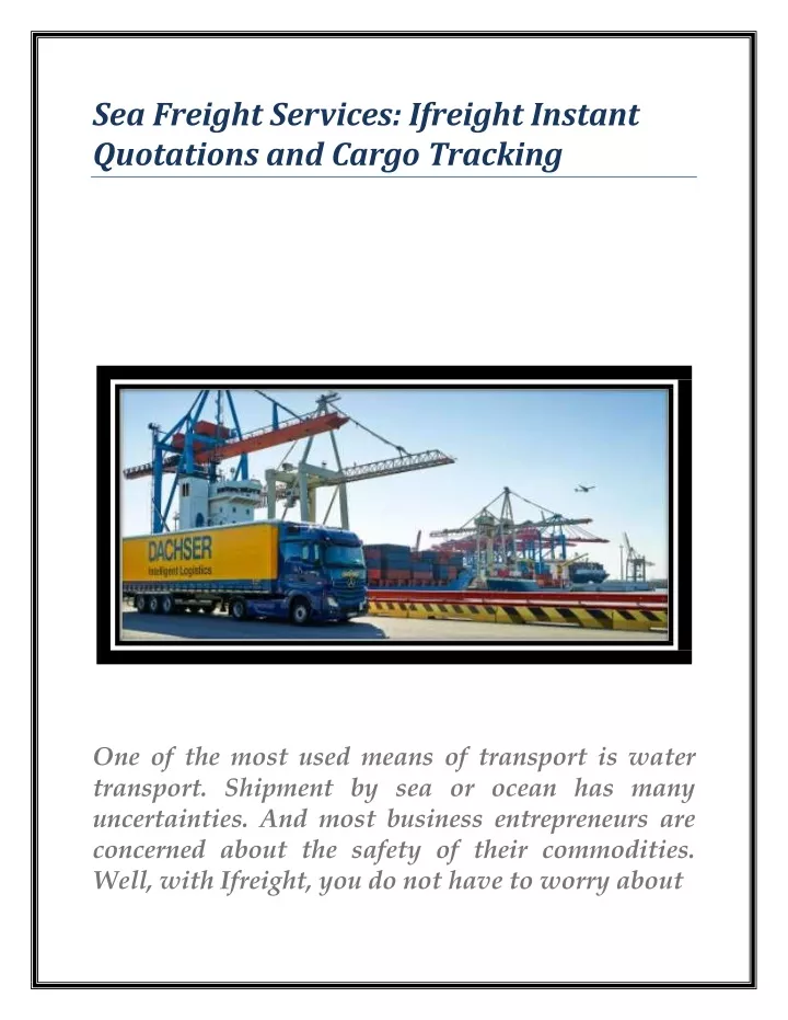 sea freight services ifreight instant quotations and cargo tracking