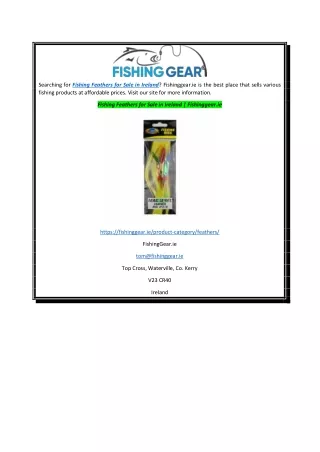 Fishing Feathers for Sale in Ireland  Fishinggear.ie