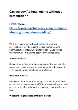 can we buy adderall online without a prescription