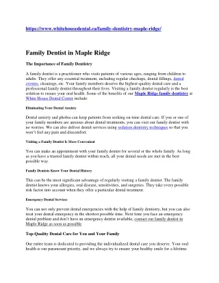 Family Dentistry in Maple Ridge