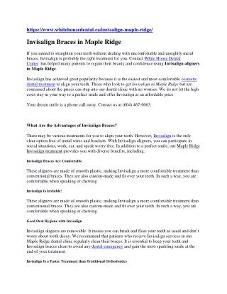 Invisalign Braces in Maple Ridge