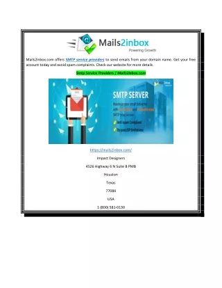 Smtp Service Providers  Mails2inbox.com