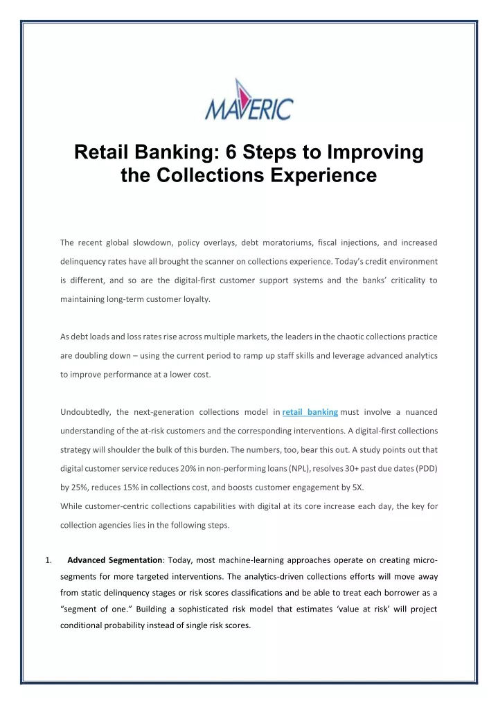 retail banking 6 steps to improving