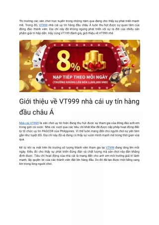 VT999 Giới Thiệu Sòng Bạc Trực Tuyến Uy Tín