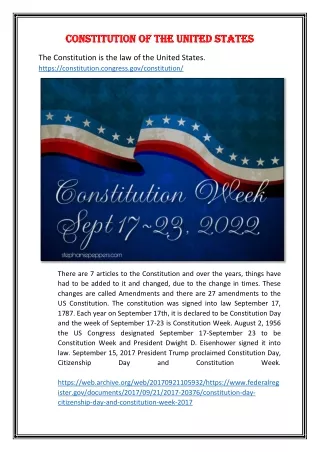 Stephanie Peppers -Constitution of the United States