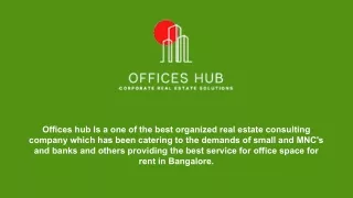 Furnished Office Space for Rent in Bangalore - Offices Hub