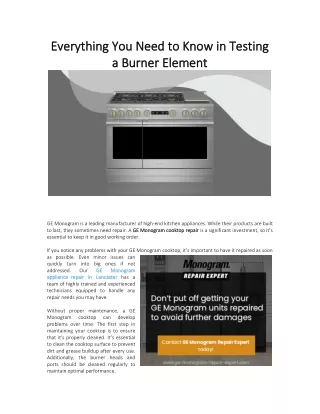 Everything You Need to Know in Testing a Burner El